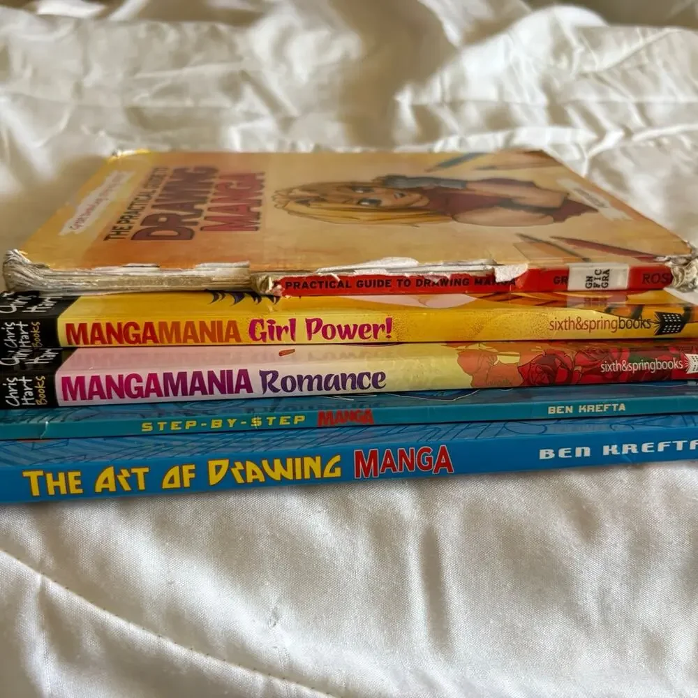 Lot of 5 Manga Drawing Books Ben Krefta Chris Hart Scholastic Anime Art